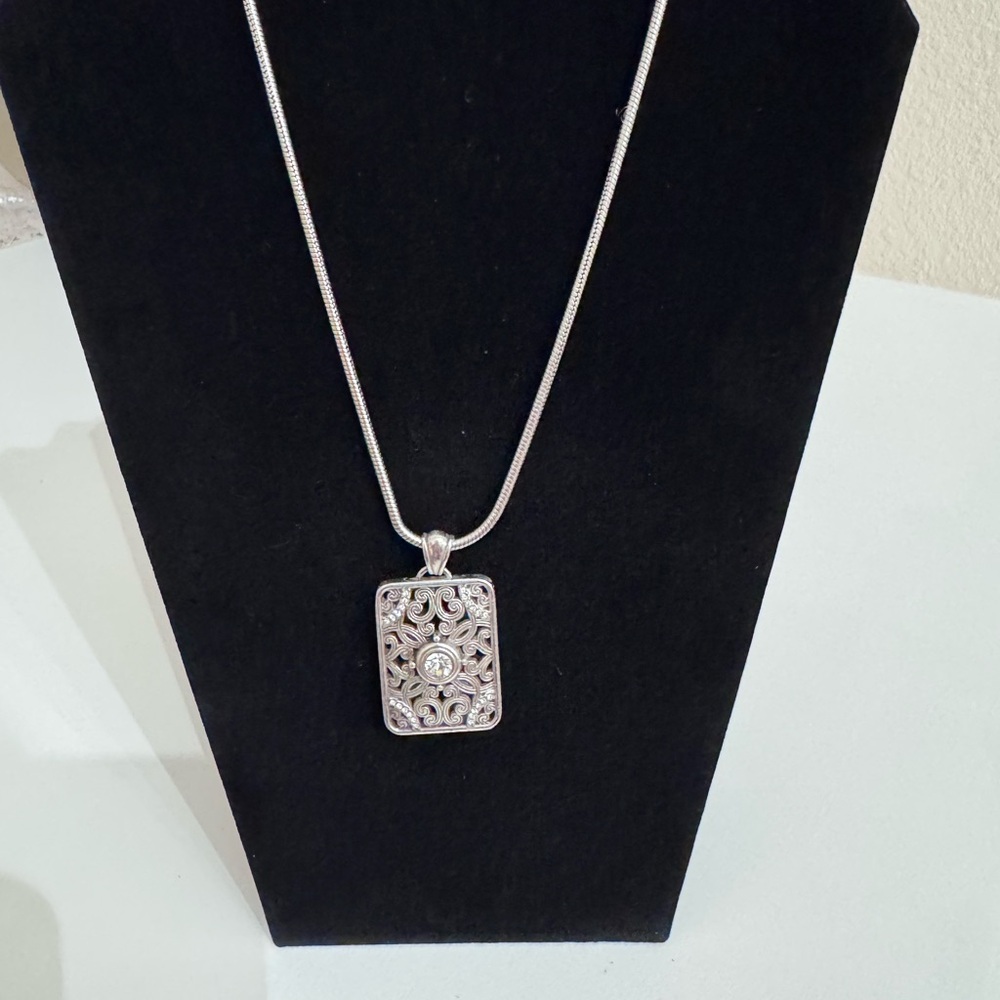 Brighton Rectangle Scroll Silver Pendant Necklace - image 5
